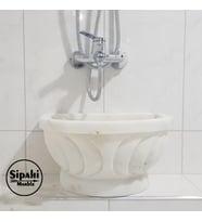 Sipahi Marble Beyaz Mermer Ay İşlemeli D Kurna