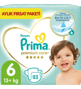 Prima Bebek Bezi Premium Care 6 Beden 93 Adet Ekstra Large Aylık Fırsat Paketi (Siyah-Gri)