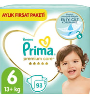 Prima Bebek Bezi Premium Care 6 Beden 93 Adet Ekstra Large Aylık Fırsat Paketi (Siyah-Gri)