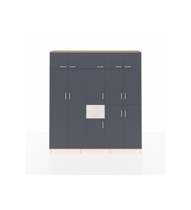 Arges Dolap 10 Raflı 2 Çekmeceli 3 Askılı 220x30x243 Çam-Antrasit/Aytaşı