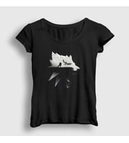 Presmono Kadın Siyah Wolf Dizi Witcher T-Shirt 327963tt