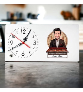 Kişiye Özel Hediye Karikatürlü Erkek Tavla Oyuncusu Masa Saati
