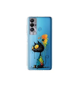 Tecno Pova Neo ile Uyumlu Splash Kedi Tasarımlı Şeffaf Silikon Kılıf