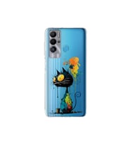 Tecno Pova Neo ile Uyumlu Splash Kedi Tasarımlı Şeffaf Silikon Kılıf