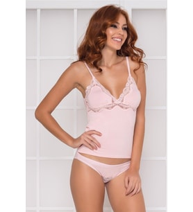 Dantelli Penye Atlet Külot Set  - 367 (Pudra)