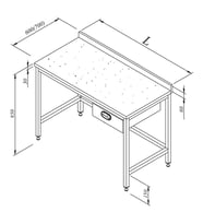 Çalışma Tezgahı Mermer Tablalı Taban Rafsız Tek Çekmeceli 160x70 Cm