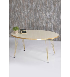 Orta Sehpa Elips Gold Krem Tel