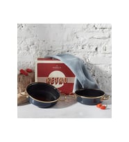 Retro Emaye 2li Antrasit Sahan Set (Siyah)