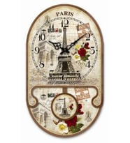MUTFAK › AHŞAP SAATLER › Saatler-MB SARKAÇLI PARIS EYFELLİ DUVAR SAATİ-KÜÇÜK-25*14*3,5 CM
