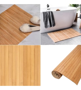 Doğal Bambu Banyo Paspası, Duş ve Küvet için Kaymaz Mat, Çok Amaçlı Kullanım