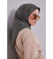 Mini Yazı Detayi Twill İpek Eşarp-0926 (Acı Kahve)