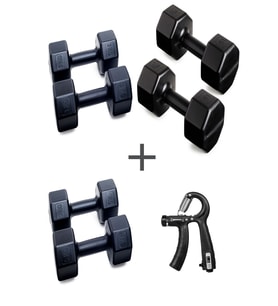 PS SPOR 3 ÇİFT DAMBIL SET 1 KG + 3 KG +5 KG + AYARLANABİLİR SAYAÇLI EL YAYI