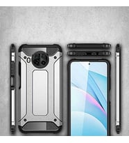 Xiaomi Redmi Note 9 Pro 5G ile uyumlu Çİft Katman Koruyucu Crash Military Tank Kılıf - Gri