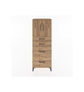 Hyperion Dolap 2 Raflı 4 Çekmeceli 2 Kapaklı 60x44x163 Çam-Çam