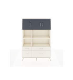 Arges Dolap 8 Raflı 4 Çekmeceli 3 Kapaklı 132x30x195 Aytaşı-Antrasit/Aytaşı