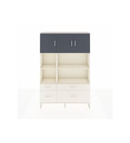 Arges Dolap 8 Raflı 4 Çekmeceli 3 Kapaklı 132x30x195 Aytaşı-Antrasit/Aytaşı