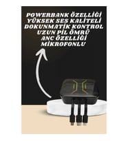 Mey İthalat® Powerbank Kulaklık ve 7 Kordonlu Akıllı Saat Çoklu Şarj Girişi Bluetooth Bağlantılı