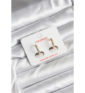 14K Gold Renk Kaplama Zirkon Taşlı Halka Model CM Kadın Küpe 5886 - HPSBYI7277-5831