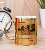 Kişiye Özel Youtube Tasarım Fotoğraflı Gold Kupa Bardak