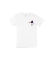 Astronot ve Beyzbol Cep Logo Tasarımlı Beyaz Tişört