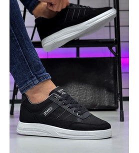 Ghattix Erkek Keten Sneaker Ayakkabı (Siyah-Siyah)