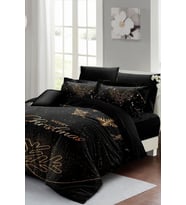 Yılbaşı Süsü Black Noel %100 Pamuk Saten 3d Çift Kişilik Nevresim Takımı