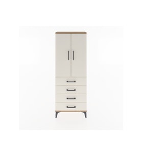 Arges Dolap 3 Raflı 4 Çekmeceli 2 Kapaklı 60x30x163 Çam-Aytaşı