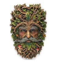 WISE Yeşil Adam Duvar Maskı Dekoratif Obje – Mitoloji ve Doğa Temalı Poliresin Duvar Dekoru – 26 cm