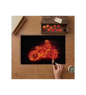 Alevli Motosiklet Tasarımı 240 parça Ahşap Puzzle Ahşap Kutuda MP00148
