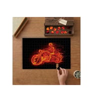 Alevli Motosiklet Tasarımı 240 parça Ahşap Puzzle Ahşap Kutuda MP00148