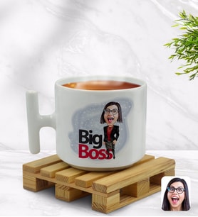 BK Gift Kişiye Özel Kadın Big Boss Karikatürlü T Kulplu Beyaz Middle Kupa Bardak-2