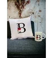 B Harfi Kupa Bardak ve Yastık Set (Beyaz)