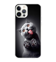 PrintiFy Apple  iPhone 12 Pro Max ile Uyumlu 1mm Slim Fit Kedi 2 050c Baskılı Şeffaf  Kılıf
