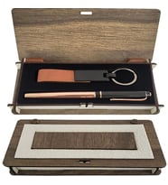 Ahşap Kutulu Bakır Kalem Anahtarlık Set
