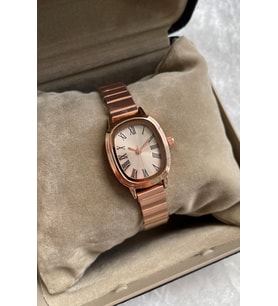Özel Kutulu Minimal Kibar Kadın Kol Saati Metal Kordon Rose Gold Renk Oval Kasa Özel Gün Hediyesi Kadına Eşinize Sevgiliye Ablaya Anneye Teyzeye Sevgililer Gününe Hediye Dogum Gunu Kardese İlave Not Eklenebilir