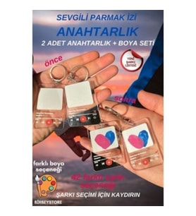 Sevgili Parmak Izi Seti Anahtarlık Çift Sevgili Anahtarlık Sevgililer Günü Hediyesi
