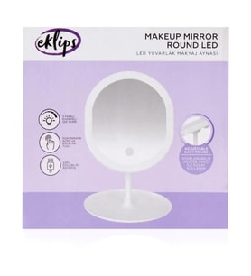 3 Renk Led'li Taşınabilir Şarjlı Işıklı OVAL Makyaj Aynası Beyaz Renk