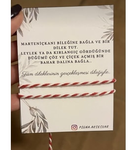 el yapımı 2 adet MARTENİÇKA KIRMIZI BEYAZ DİLEK BİLEKLİĞİ