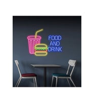 FOOD AND DRINK Yazılı ve Şekilli Neon Tabela