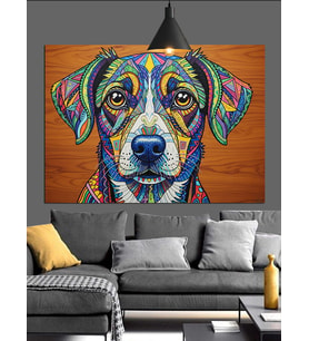 Köpek Yüzü Soyut Sanat Dekoratif Kanvas - Mdf Ahşap Tablo