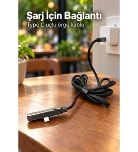 Lexroo Standlı Şarj Kablosu Çift Type C Bağlantılı
