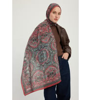 Schaless Ebedi Saraylar - Vizon - Vierra Desenli Viskon Şal - 70x190 Cm (Bordo)