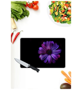Mavi Çiçek  Cam Kesme  ve Sunum Tahtası  25 Cm X 35 Cm