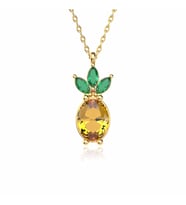Taşlı Ananas Altın Kaplama Gümüş Kolye