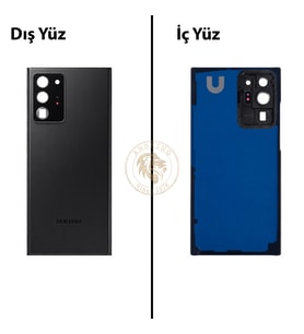 Samsung Note 20 Ultra Siyah Arka Pil Kapağı Batarya Kapağı Lazer Kesim Back Cover