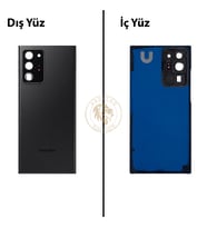 Samsung Note 20 Ultra Siyah Arka Pil Kapağı Batarya Kapağı Lazer Kesim Back Cover