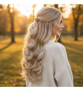 Fiber Sentetik Dalgalı 8 Parça Çıt Çıt - Kumral Beyaz Platin Röfleli