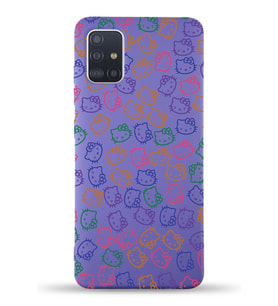 Samsung Galaxy A71 Uyumlu Lansman Kılıf Hello Kitty Tasarımlı İçi Kadife Kapak-Mor (Şeffaf)