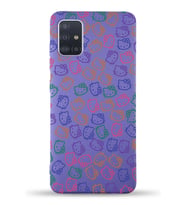 Samsung Galaxy A71 Uyumlu Lansman Kılıf Hello Kitty Tasarımlı İçi Kadife Kapak-Mor (Şeffaf)