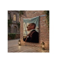 Mustafa Kemal Atatürk Yan Portre poster Bayrak Raşel Kumaş 100x150 cm ATA71
